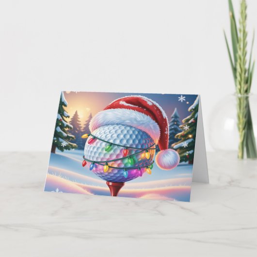 Cute Golf Ball and Santa Hat シーズンカード (正面)