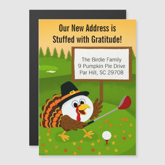 Cute Golf Ball Thanksgiving Moving Announcement (正面/裏面)