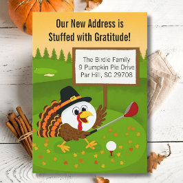 Cute Golf Ball Thanksgiving Moving Announcement 案内状