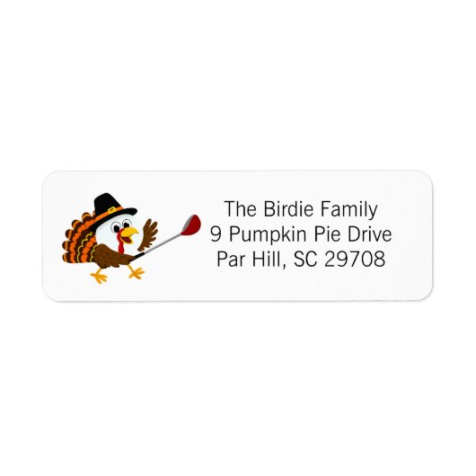 Cute Golf Ball Thanksgiving Turkey ラベル (正面)