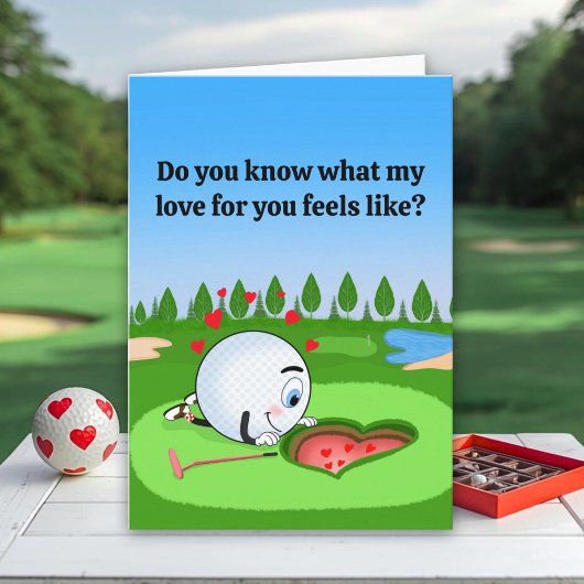 Cute Golf Ball Valentine's Day カード