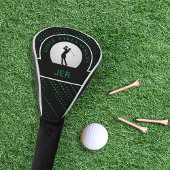 Cute Golf Vibes Quote Custom Monogram Black Green ゴルフヘッドカバー
