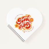 Cute Good Vibes Heart Spiral Bound Notebook ノートブック (正面)
