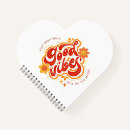Cute Good Vibes Heart Spiral Bound Notebook ノートブック