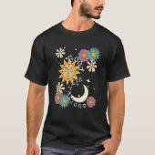 Cute Good Vibration Boho Sun Moon Flowers Energy P Tシャツ (正面)