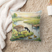 Cute Goose And Babies River and Lake Animals  クッション (ブランケット)