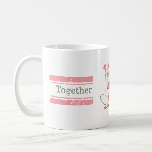 Cute Goose Couple Mug Together Forever Gift コーヒーマグカップ (左)