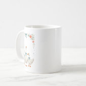 Cute Goose Family Floral Mug コーヒーマグカップ (正面左)