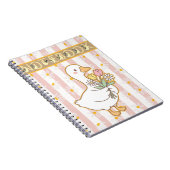 Cute Goose Floral Pink Spiral Notebook ノートブック (右側)