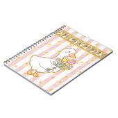 Cute Goose Floral Pink Spiral Notebook ノートブック (左側)