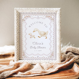 Cute Goose Gender Neutral Baby Shower Welcome ポスター