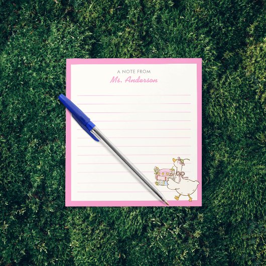 Cute Goose Holding Books Teacher Appreciation Gift ノートパッド