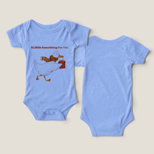 Cute Goose Holding Gift Baby Bodysuit (デザイン正面&裏面)
