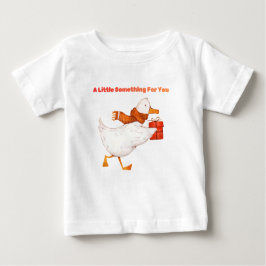 Cute Goose Holding Gift Baby T-Shirt  ベビーTシャツ