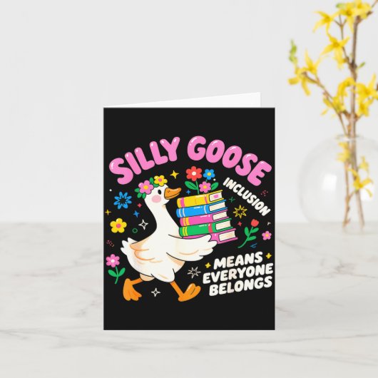 Cute Goose Inclusion Everyone Belongs Teacher Gift カード (黄色い花)