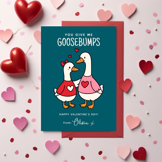 Cute Goose Kids Classroom Valentines Day ノートカード