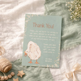 Cute Goose Minimal Boho Green Baby Shower サンキューカード