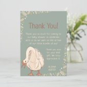 Cute Goose Minimal Boho Green Baby Shower サンキューカード (スタンド正面)