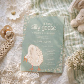 Cute Goose Minimal Boho Green Baby Shower 招待状