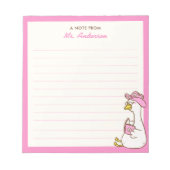 Cute Goose Reading Custom Teacher Appreciation ノートパッド (正面)