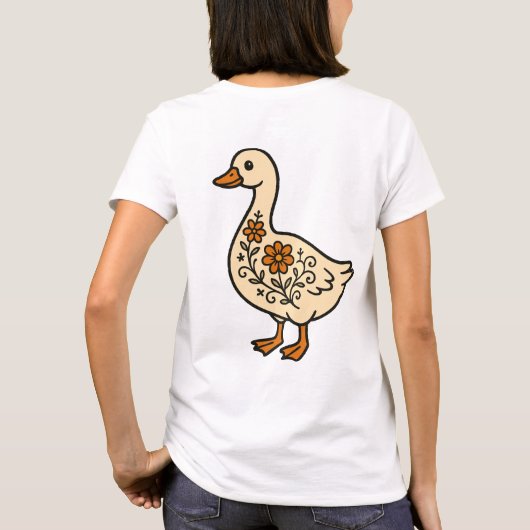 cute goose retro floral tシャツ (裏面)