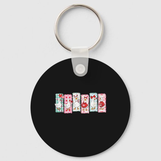 Cute Goose Valentine Coquette,duck Funny Gift Tee キーホルダー (正面)