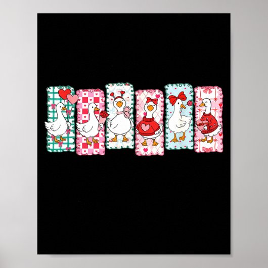 Cute Goose Valentine Coquette,duck Funny Gift Tee ポスター (正面)