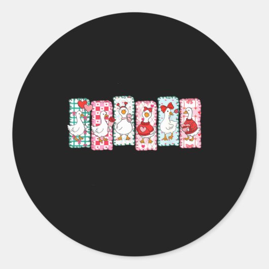 Cute Goose Valentine Coquette,duck Funny Gift Tee ラウンドシール (正面)