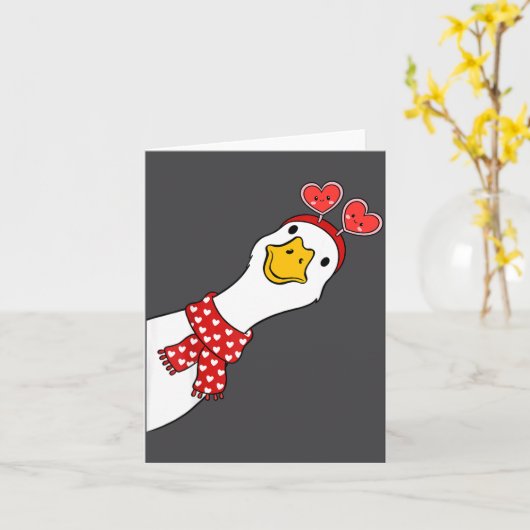 Cute Goose Xoxo Be Mine Happy Valentine's Day Wome カード (黄色い花)