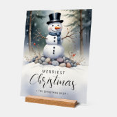 Cute Gorgeous Snowman Frosted Landscape Forest アクリルサイン (傾斜)