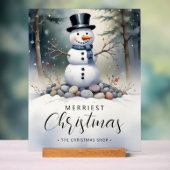 Cute Gorgeous Snowman Frosted Landscape Forest アクリルサイン (ニュートラル)