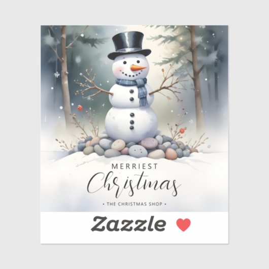 Cute Gorgeous Snowman Frosted Landscape Forest シール (シート)