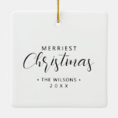 Cute Gorgeous Snowman Frosted Landscape Forest セラミックオーナメント (裏面)