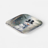 Cute Gorgeous Snowman Frosted Landscape Forest ペーパープレート (傾斜あり)