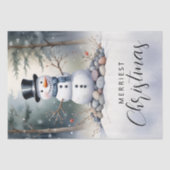 Cute Gorgeous Snowman Frosted Landscape Forest 薄葉紙 (正面)