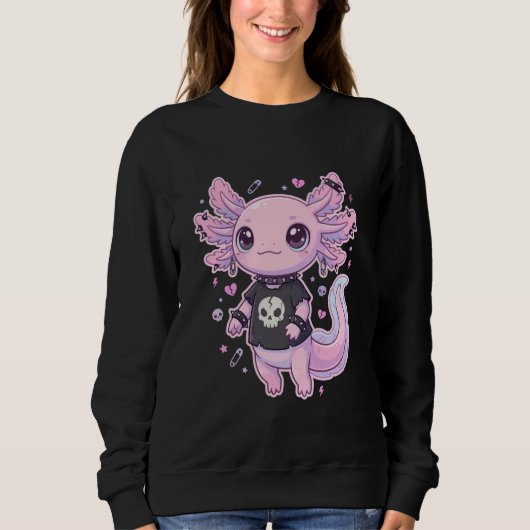 Cute Goth Axolotl Pastel Kawaii Emo Axolotl Punk W スウェットシャツ (正面)