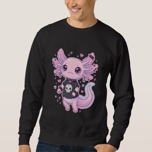 Cute Goth Axolotl Pastel Kawaii Emo Axolotl Punk W スウェットシャツ (正面)