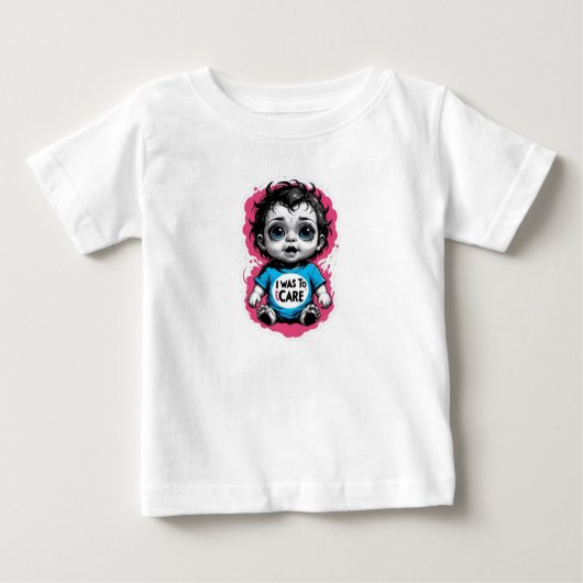 Cute Goth Baby "I Was in Care" - Edgy Toddler ベビーTシャツ (正面)
