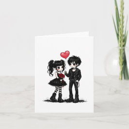 Cute Goth Love Greeting Card | Dark Romance Gothic カード