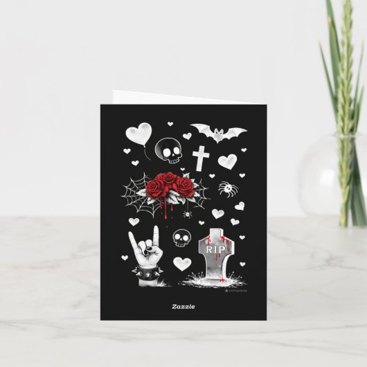Cute Goth Love Greeting Card | Dark Romance Gothic カード (裏面)