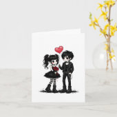 Cute Goth Love Greeting Card | Dark Romance Gothic カード (黄色い花)