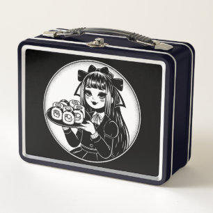Cute Gothic Lolita with Sushi Japanese Kawaii メタルランチボックス