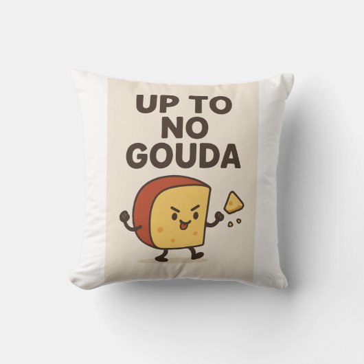 Cute Gouda Cartoon Pillow – Funny  クッション (正面)