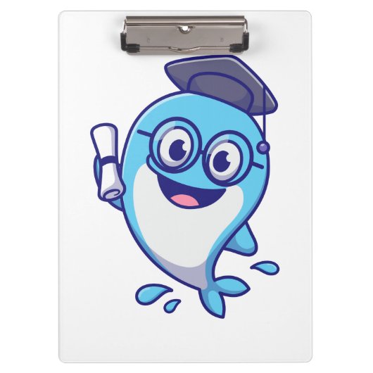 Cute Graduate Whale with Graduation Cap and Diplom クリップボード (正面)