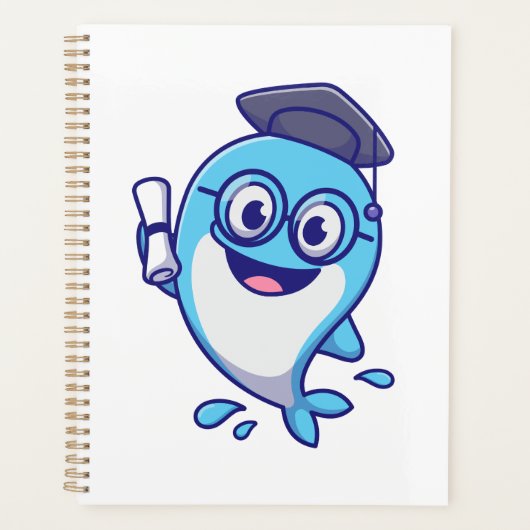 Cute Graduate Whale with Graduation Cap and Diplom プランナー手帳 (正面)