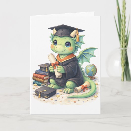 Cute Graduation Dragon Greeting Card カード (正面)