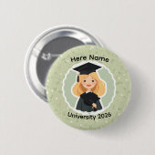 Cute Graduation Girl ,Class of 2026 Custom Name  缶バッジ (正面&裏面)