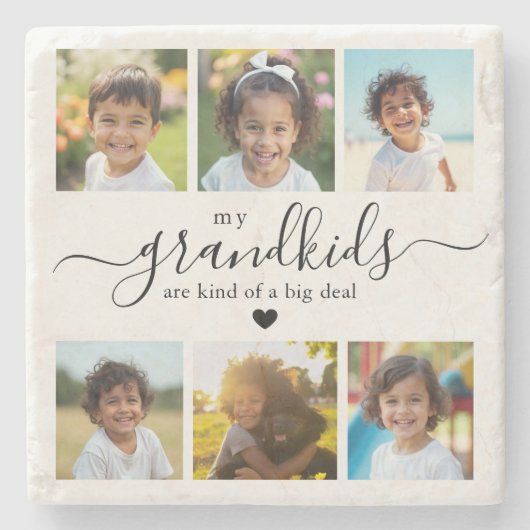 Cute Grandkids Photo Collage for Grandma ストーンコースター (正面)