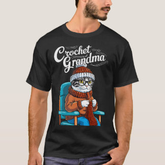 Cute Grandma Cat Crochet Crochet Nana Grandma Knit Tシャツ