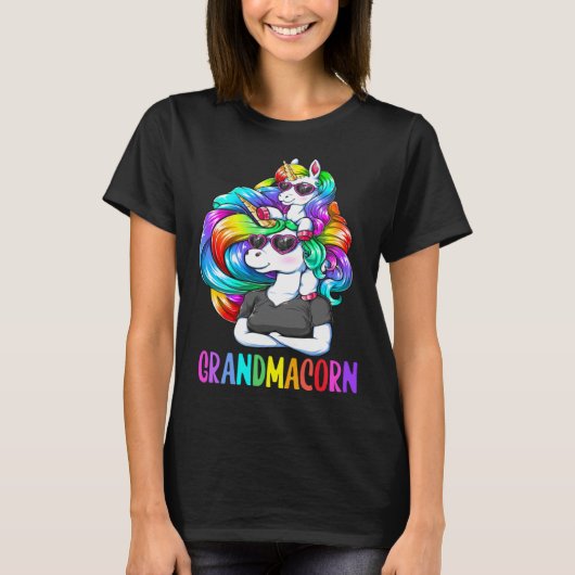 Cute Grandmacorn Unicorn Costume Grandma Mom Mothe Tシャツ (正面)